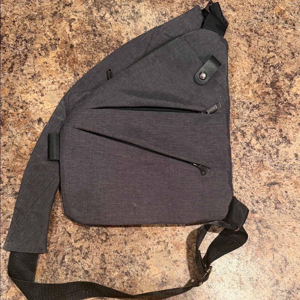 Sleek Charcoal Gray Crossbody Sling Bag - Unbranded